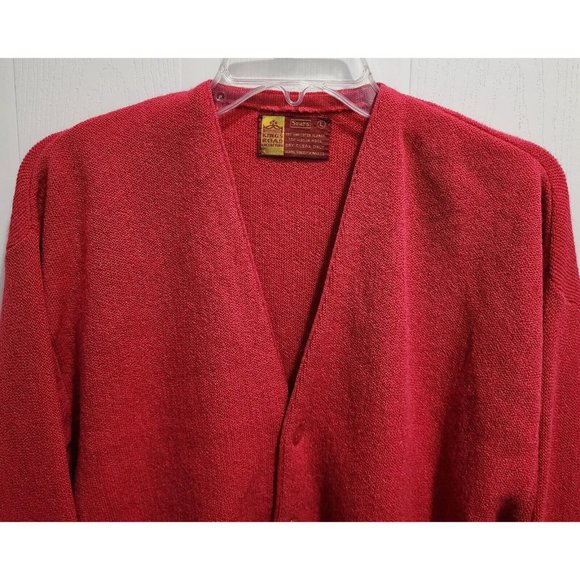 Vtg SEARS Kings Road Reddish-Pink Alpaca Wool Blend Knit LS Cardigan Sweater L - Picture 2 of 7